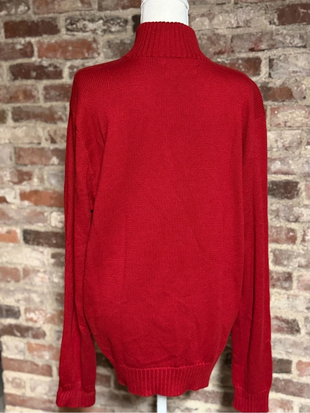 Ralph Lauren Red Half-Zip Knit Sweater with Polo Logo